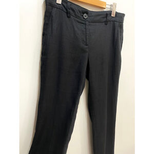 BCBG Black Slim-Leg Linen Pants